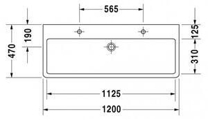 Duravit Vero - Umývadlo do nábytku 1200x470 mm, s prepadom, biela 0454120024