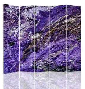Ozdobný paraván Abstraktní fialová - 180x170 cm, päťdielny, klasický paraván