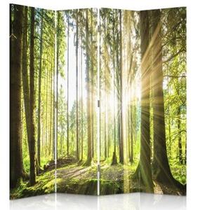 Ozdobný paraván Zelený les - 145x170 cm, štvordielny, klasický paraván