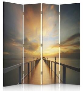 Ozdobný paraván Krajina mostů - 145x170 cm, štvordielny, klasický paraván