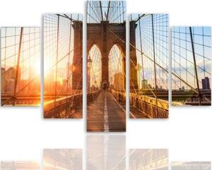 Obraz na plátně pětidílný Brooklynský most New York - 100x70 cm