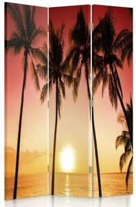 Ozdobný paraván Palm Beach Sun - 110x170 cm, trojdielny, klasický paraván