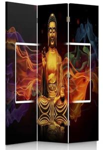 Ozdobný paraván Buddha Zlatá abstrakce - 110x170 cm, trojdielny, klasický paraván