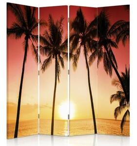 Ozdobný paraván Palm trees Beach Sun - 145x170 cm, štvordielny, klasický paraván