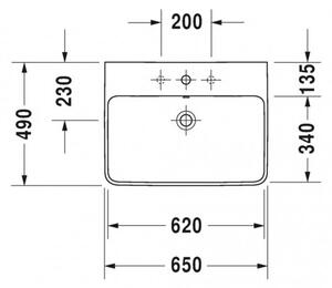 Duravit ME by Starck - Umývadlo 650x490 mm, s prepadom, biela 2335650000
