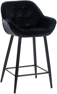 Barová stolička Gibson ~ zamat, kovové nohy čierne - Čierna