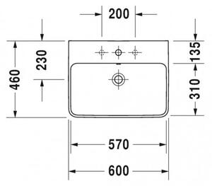 Duravit ME by Starck - Umývadlo 600x460 mm, s prepadom, biela 2335600000