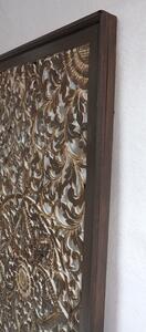 Dekorácia na stenu PANEL FLOWER - Mandala hnedá, 160x80 cm, drevo, ručná práca