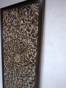 Dekorácia na stenu PANEL FLOWER - Mandala hnedá, 160x80 cm, drevo, ručná práca