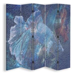 Ozdobný paraván, Tajná modrá - 180x170 cm, päťdielny, klasický paraván