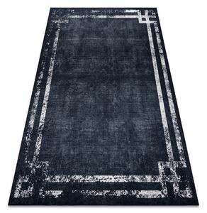 Prateľný protišmykový koberec ANDRE 1486, Vintage rám, čierno - biely