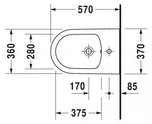 Duravit ME by Starck - Závesný bidet 370x570 mm, biela 2288150000