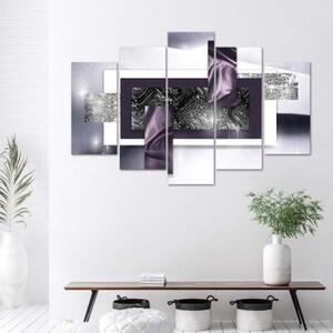 Obraz na plátně pětidílný Abstraktní fialová šedá - 100x70 cm