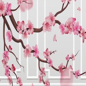 Ozdobný paraván Kvetoucí třešeň Japonsko - 110x170 cm, trojdielny, klasický paraván