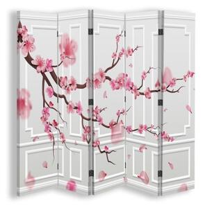 Ozdobný paraván Kvetoucí třešeň Japonsko - 180x170 cm, päťdielny, klasický paraván