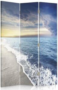 Ozdobný paraván, Mraky na břehu moře - 110x170 cm, trojdielny, klasický paraván