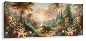 Obraz - Pávy v záhrade (120x50 cm)