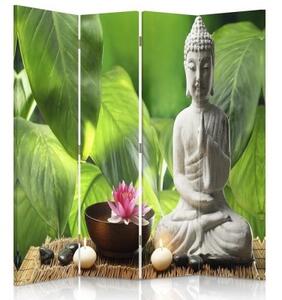 Ozdobný paraván Květiny Buddhových listů - 145x170 cm, štvordielny, klasický paraván