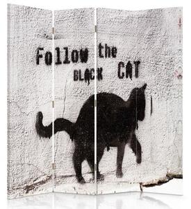 Ozdobný paraván Street Art Cat Graffiti - 145x170 cm, štvordielny, klasický paraván