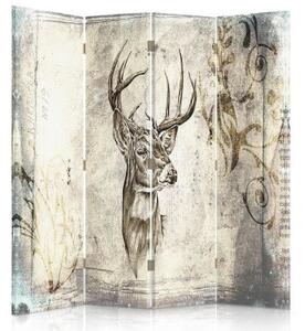 Ozdobný paraván, Elegantní jelen - 145x170 cm, štvordielny, klasický paraván