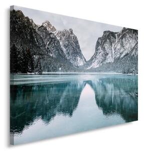 Obraz na plátně, Hory Jezero Krajina - 120x80 cm