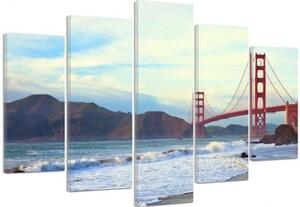 Obraz na plátně pětidílný New York Golden Gate - 100x70 cm