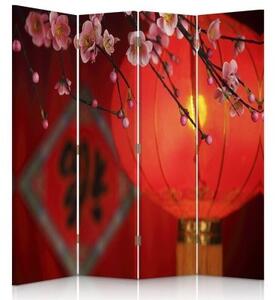Ozdobný paraván Japonsko Cherry Blossom - 145x170 cm, štvordielny, klasický paraván