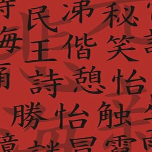 Ozdobný paraván, Japonské znaky - 145x170 cm, štvordielny, klasický paraván