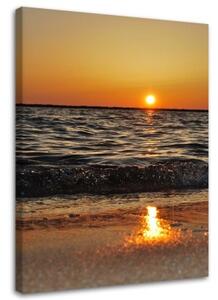 Obraz na plátně Západ slunce na pláži moře - 40x60 cm