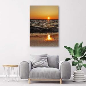 Obraz na plátně Západ slunce na pláži moře - 40x60 cm