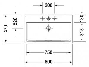 Duravit Vero Air - Umývadlo brúsené 800x470 mm, s prepadom, biela 2350800027