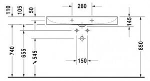 Duravit DuraSquare - Umývadlo brúsené 1000x470 mm, bez prepadu, biela 2353100071