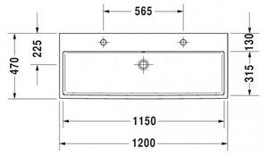 Duravit Vero Air - Umývadlo 1200x470 mm, s prepadom, biela 2350120026