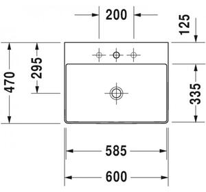 Duravit DuraSquare - Umývadlo do nábytku 600x470 mm, bez prepadu, biela 2353600041