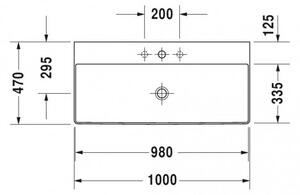 Duravit DuraSquare - Umývadlo brúsené 1000x470 mm, bez prepadu, biela 2353100071