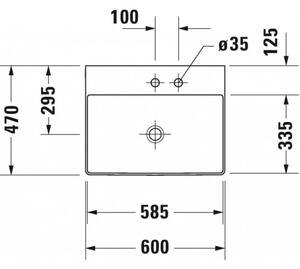 Duravit DuraSquare - Umývadlo do nábytku 600x470 mm, bez prepadu, biela 2353600041
