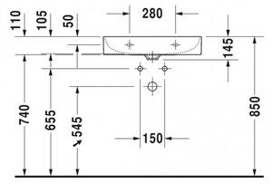 Duravit DuraSquare - Umývadlo do nábytku 600x470 mm, bez prepadu, biela 2353600041