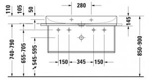 Duravit DuraSquare - Umývadlo do nábytku 1000x470 mm, bez prepadu, biela 2353100043