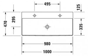 Duravit DuraSquare - Umývadlo do nábytku 1000x470 mm, bez prepadu, biela 2353100043