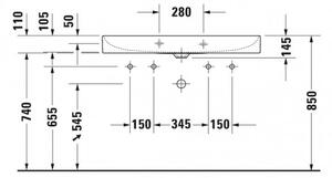 Duravit DuraSquare - Umývadlo do nábytku 1000x470 mm, bez prepadu, biela 2353100043