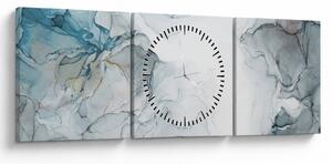 Obraz - Modrý mramor (s hodinami) (90x30 cm)
