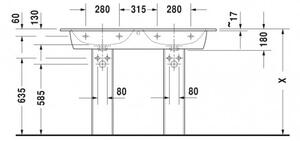 Duravit ME by Starck - Dvojumývadlo do nábytku 1300x490 mm, s prepadom, biela 2336130000