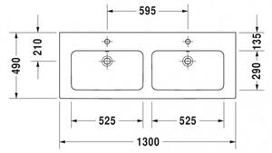Duravit ME by Starck - Dvojumývadlo do nábytku 1300x490 mm, s prepadom, biela 2336130000