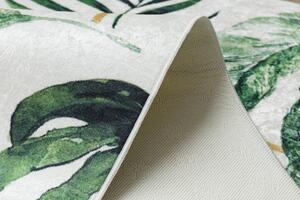 Koberec ANDRE 1168 Listy, geometrický - prateľný, protišmykový - bielo / zelený