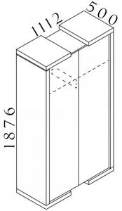 Vysoká šatníková skriňa Lineart 111,2 x 50 x 187,6 cm