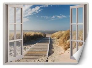 Fototapeta, Okno s výhledem na sestup k pláži - 280x200 cm