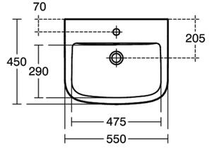 Ideal Standard Tempo - Umývadlo 550x450 mm, s prepadom, biela T058601