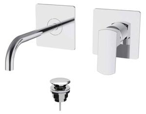 Teorema Edge- Umývadlová batéria pod omietku, komplet, výtok 220 mm, výpusť CLICK chróm 8E318