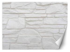 Fototapeta, Bílá kamenná zeď cihla - 100x70 cm