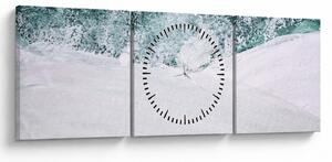 Obraz - Tyrkysová abstrakcia (s hodinami) (90x30 cm)